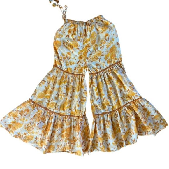 Unknown Brand Hippie Boho Wide Leg Flare Yellow Floral Pants Child Size 12-13 - Picture 7 of 7